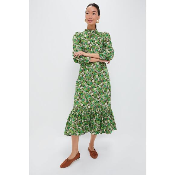 PINK CITY PRINTS Lime Ditsy Petworth Dress Size XL NWT Retail $269 Tuckernuck - Picture 7 of 9